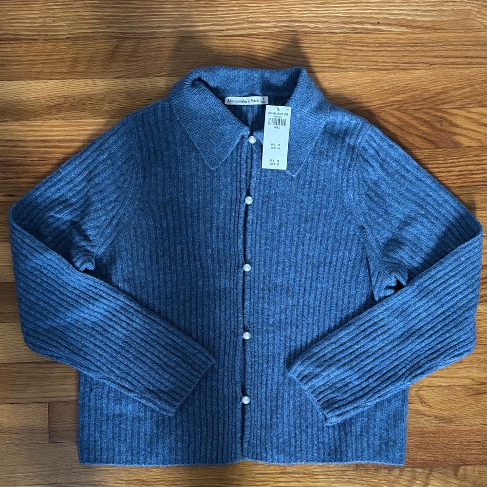 Abercrombie & Fitch Blue Ribbed Cardigan